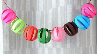 Quick to make paper ball garland | Easy decor with paper | DIY home decor with paper | Craftsbyanu