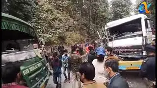 SNT Bus and a Truck Accident at 27 Mile