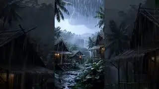 Lightning and Rain in a Remote Village | No Music, Pure Nature Ambience