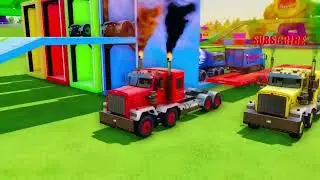 Garage with Colors - ALL MIXER TRUCK WITH DOUBLE FLATBED TRAILER TRUCK, MAN, LIZARD, RENAULT #2369