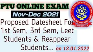PTU Proposed Datesheet For 1st Sem | 3rd Sem | LEET Students... | Exam From 25/01/2022 | Tutor Abhi
