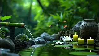 Relaxing Bamboo Water Sounds with Soft Piano | Deep Sleep, Insomnia & Stress Relief