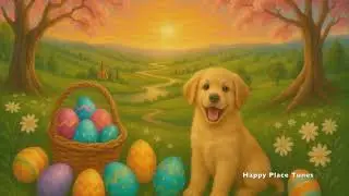 Happy Easter! | Relaxing Background Music with Playful Puppy and Colorful Easter Eggs