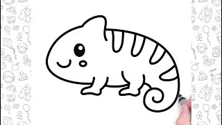 Very Easy Chameleon Drawing Step by Step