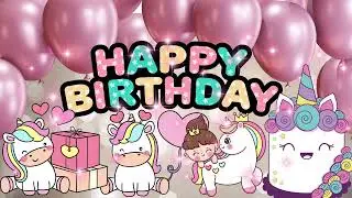 30 minutes Happy Birthday Song PINK UNICORN birthday theme background banner