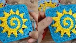 Mesmerizing Spiral Sun Crochet Square | Step-by-Step Tutorial for Beginners