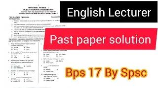 English Lecturer Bps17 past paper solution | Spsc Jobs 2023 | part 1