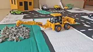 JCB tractor Cartoon | Dumper Truck Smart city build Toyota Accident Pulling out JCB 5CX |MN TOY TV 