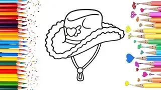 ✨ 🌈Coloring Cute Cowboy Hat 🤠 #asmr #coloring #art