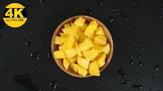 Mango Pieces on a Wooden Plate Slowly Rotate | Free mango videos download, Free stock videos #4k