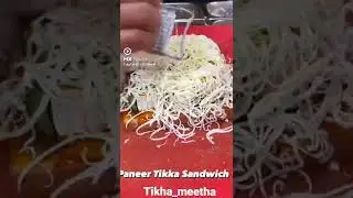 cheese paneer tikka sandwich with three types of chutney