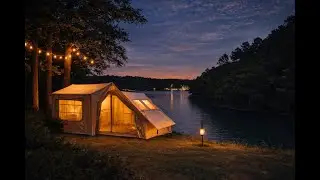 Quiet Lakeside Camp at Dusk 🌙 Soft Lights & Calm Water | Cozy Camping Ambience