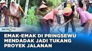 Sambil Cor Jalan Rusak, Emak-Emak di Pringsewu 'Ngedumel' Minta Perhatian Pemerintah