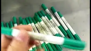 Small diameter pen automatic labeling machine #labeling  #labeler  #horizontal  #pen labeler