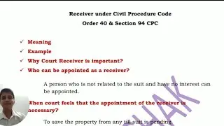 Receiver under CPC | Order 40 CPC | Section 94 CPC | civil procedure code.