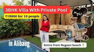 3BHK Villa with Private Pool In Alibaug For Just ₹17,999 for 10 People | 5 Mins From Nagoan Beach