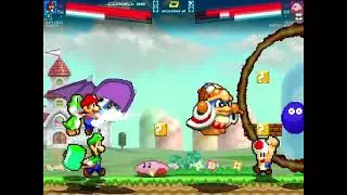 Mugen Battle (4v4) - Mario, Luigi, Yoshi, and Toad VS Kirby, Meta Knight, King Dedede, and Gooey