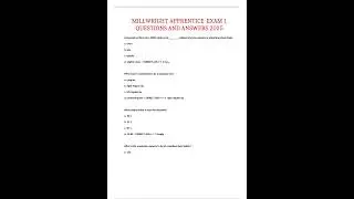 MILLWRIGHT APPRENTICE EXAM 1 QUESTIONS AND ANSWERS 2025