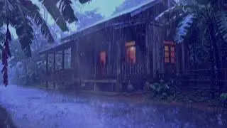 Tropical Night Rain Sounds | Warm Cabin Light & Wet Road ASMR 