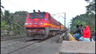 Fast & Furious Speedy WAP-4 & WAP-7 Loco at Railgate with ICF & LHB Trains | Kaziranga+Shantiniketan