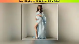 Maternity Photo Shoot Dresses Sky Blue Elegant Satin Long Sleeve Dress Baby Shower Dress