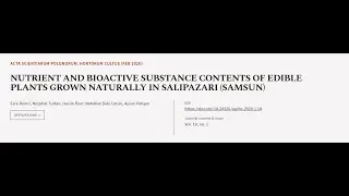 NUTRIENT AND BIOACTIVE SUBSTANCE CONTENTS OF EDIBLE PLANTS GROWN NATURALLY IN SALIPAZ... | RTCL.TV