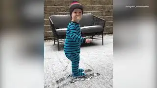 Katherine Webb's son Tripp sees snow for the first time