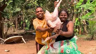 How we cook Turkey and Fried Rice in the Village| African village life #cooking 