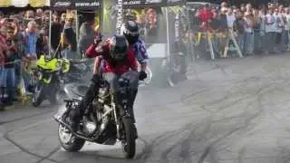 motorcycle stunts @ harley 110th anniversary celebration at milwaukee harley davidson