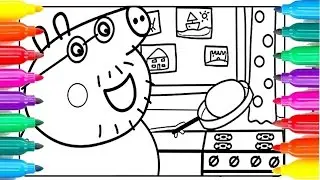 Peppa Pig Daddy Pig Pancake Coloring Book Pages for Kids Fun Art Activities with Colored Markers #86