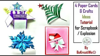 4 Winter Card & Craft Ideas Tutorial | 5 Min Paper Crafts || BeKreatiWe :)