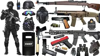 Special Forces Military Toy Gun Set Unboxing, SCAR rifle, machine gun, Kar98 sniper Rifle, Colt 1911