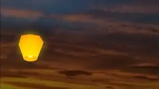 sky lantern animation on blur sky background for New year and Diwali.