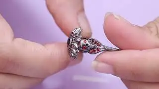 Flower Ring | Red Garnet Gothic Skull Engagement Ring For Women