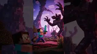 Minecraft Steve enters a upside down and fights a demogorgon #strangerthings5 #subscribe #comment