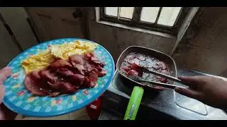 Cooking Sweet Ham and Scrambled Eggs for Brunch - MyPOVLife