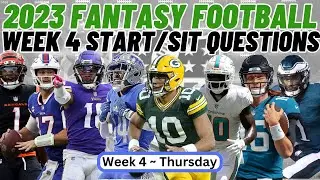 FANTASY FOOTBALL WEEK 4 START/SIT | FANTASY PROJECTIONS | Q&A SESSION | Thursday Night Football