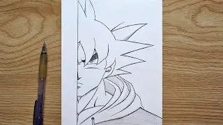 Easy anime half face drawing | how to draw goku step by step | goku drawing for beginners tutorial