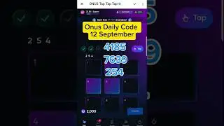 Onus Daily Code 12 September|Daily Code Onus Tap Tap|Onus Daily Code Today #airdrop #onus #tap2earn