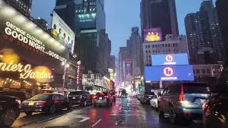 New York city 2025 driving in downtown 🌧 🌦