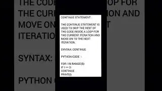 Loop - while, for, continue, break || #python #notes #loops #it #ai