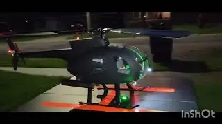 FLISHRC Roban 500 Size AH-6 Little Bird RC GPS Helicopter Night NAV Light Test
