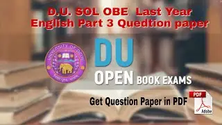 DU SOL OBE last Year English Part 3 Question Paper | OBE 2020 | Delhi University | Open Book Exam |