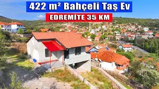 Edremit Akçaya Yakın Harika Köy Manzaralı 422 M2 Bahçeli Taş Ev