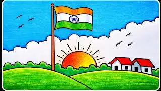 Republic day scenery drawing step by step / 26 january special scenery drawing 