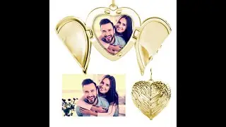 Locket Necklace Angel Wings Photo Necklace with Engraving Personalized Picture Jewelry Gift for Her
