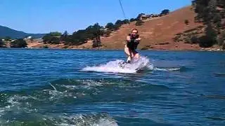 Alex getting up on the wakeboard
