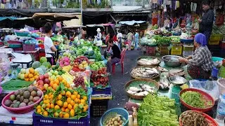 Walk Around Orussey & Chbar Ampov Market 2025 &ndash; Daily Activities Of Khmer People In Food Market