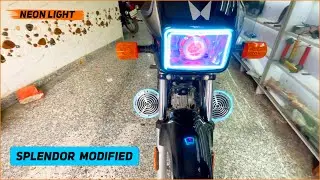 Splendor Modified | Splendor Neon Lights Installed #modifiedbikes #bikeaccessories