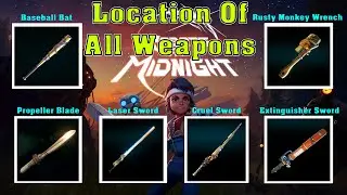 Robots At Midnight- Location Of All Weapons || Laser Sword, Cruel Sword, Propeller Blade.